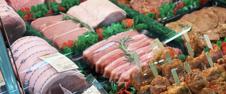 Butchers counter at Bakewell shop